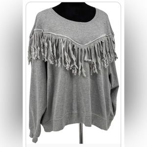 Cato Grey Fringe Western Long Sleeve Sweatshirt Size Large
